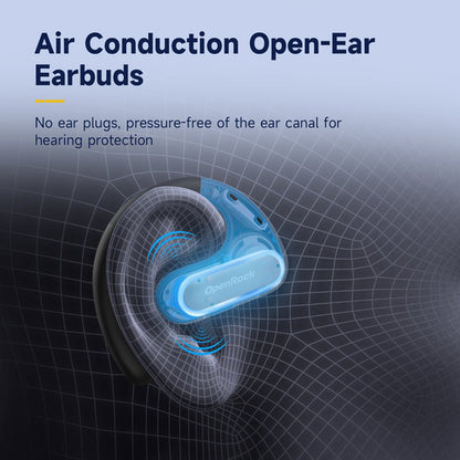 [CLEARANCE] OpenRock Pro True Wireless Air Conduction Bluetooth 5.2 Sports Earbuds with 48 Hours of Battery Life, Noise Cancelling Microphone, Button Controls, Sweat and Dust Resistance, Open Ear Hook Type Earphone Design | Black