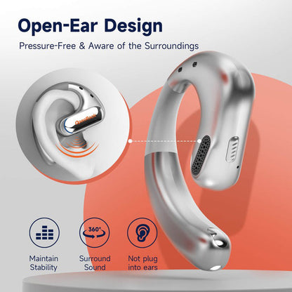 [CLEARANCE] OpenRock Pro True Wireless Air Conduction Bluetooth 5.2 Sports Earbuds with 48 Hours of Battery Life, Noise Cancelling Microphone, Button Controls, Sweat and Dust Resistance, Open Ear Hook Type Earphone Design | Black