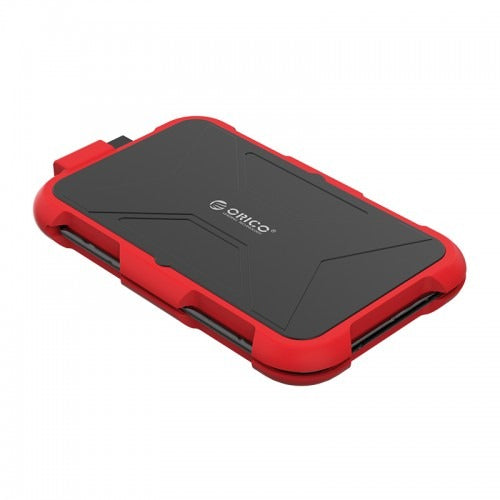 ORICO 2.5-Inch 5Gbps SATA III to USB 3.0 SSD HDD Hard Disk Drive Rugged Protective Enclosure with Shock Resistant Soft Silicone Lining, IP64 Waterproof and Dustproof, Built In USB-A Data Cable - Red | 2769U3-RD