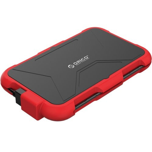 ORICO 2.5-Inch 5Gbps SATA III to USB 3.0 SSD HDD Hard Disk Drive Rugged Protective Enclosure with Shock Resistant Soft Silicone Lining, IP64 Waterproof and Dustproof, Built In USB-A Data Cable - Red | 2769U3-RD