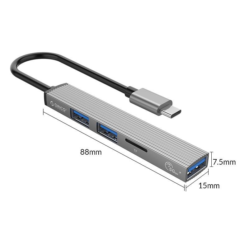 [CLEARANCE] ORICO AH-12F 4-in-1 Type C to USB 3.0 Multifunctional Docking Station Hub with, 2x USB 2.0 Input, 5Gbps Fast Data Transfer Rate, Superior Heat Dissipation Aluminum Alloy
