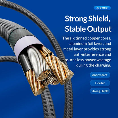 ORICO GQA60 (1m) USB Type C to USB Type C Fast Charging Data Cable Type C 20V/3A PD 60W, 480Mbps Transmission Rate, Type C Nylon-Braided Aluminum Alloy for Smartphones, MacBook, Tablet, PC