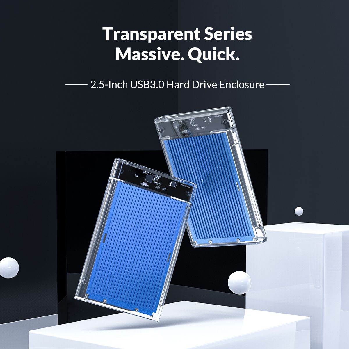 [CLEARANCE] ORICO 2.5 inch SATA 3.0 HDD to USB 3.0 Micro B Transparent External Hard Disk Drive Enclosure Case with Aluminum Alloy Internal Plate & Up to 4TB Memory Storage Capacity for Windows Mac OS Linux PC Laptop Computer | 2179U3 - Blue