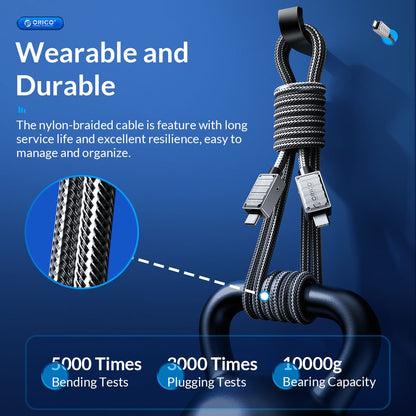 [CLEARANCE] ORICO 2 Meters PD 240W USB 2.0 Type C Fast Charging Data Cable with Durable Nylon-Braided Jacket & Intelligent Chip for iPhone 15 iPad MacBook Samsung Galaxy Tab Xiaomi Mi Pad Smartphone Tablet Laptop Camera | 240A2-20