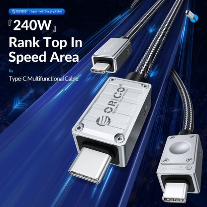 [CLEARANCE] ORICO 2 Meters PD 240W USB 2.0 Type C Fast Charging Data Cable with Durable Nylon-Braided Jacket & Intelligent Chip for iPhone 15 iPad MacBook Samsung Galaxy Tab Xiaomi Mi Pad Smartphone Tablet Laptop Camera | 240A2-20