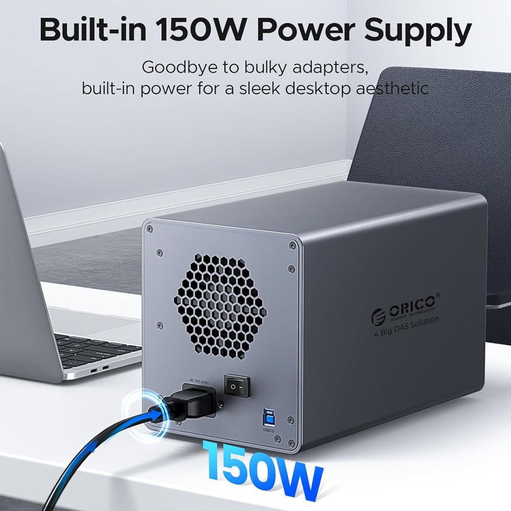 ORICO 98 Series DAS Solution Thunderbolt 3 40GBPS/USB 3.0 5GBPS Hard Drive Enclosure for 2.5-3.5" SATA SSD/HDD with Up to 110TB Max Storage (22TB Per Bay) & Built-In 150W Power Supply for Computer Desktops & Laptops (Windows & MacOS)