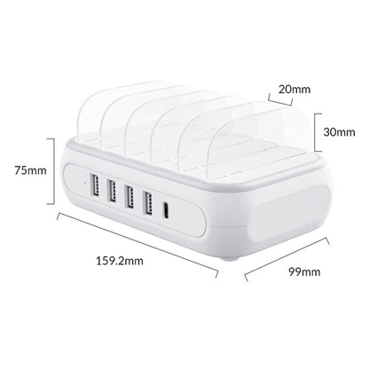 ORICO PD 20W USB 5-Port Fast Charging Desktop Power Station with Detachable Dividers and Smart Safety Protection for Mobile Phone Smartphone Tablet Charger | APD-4U1C