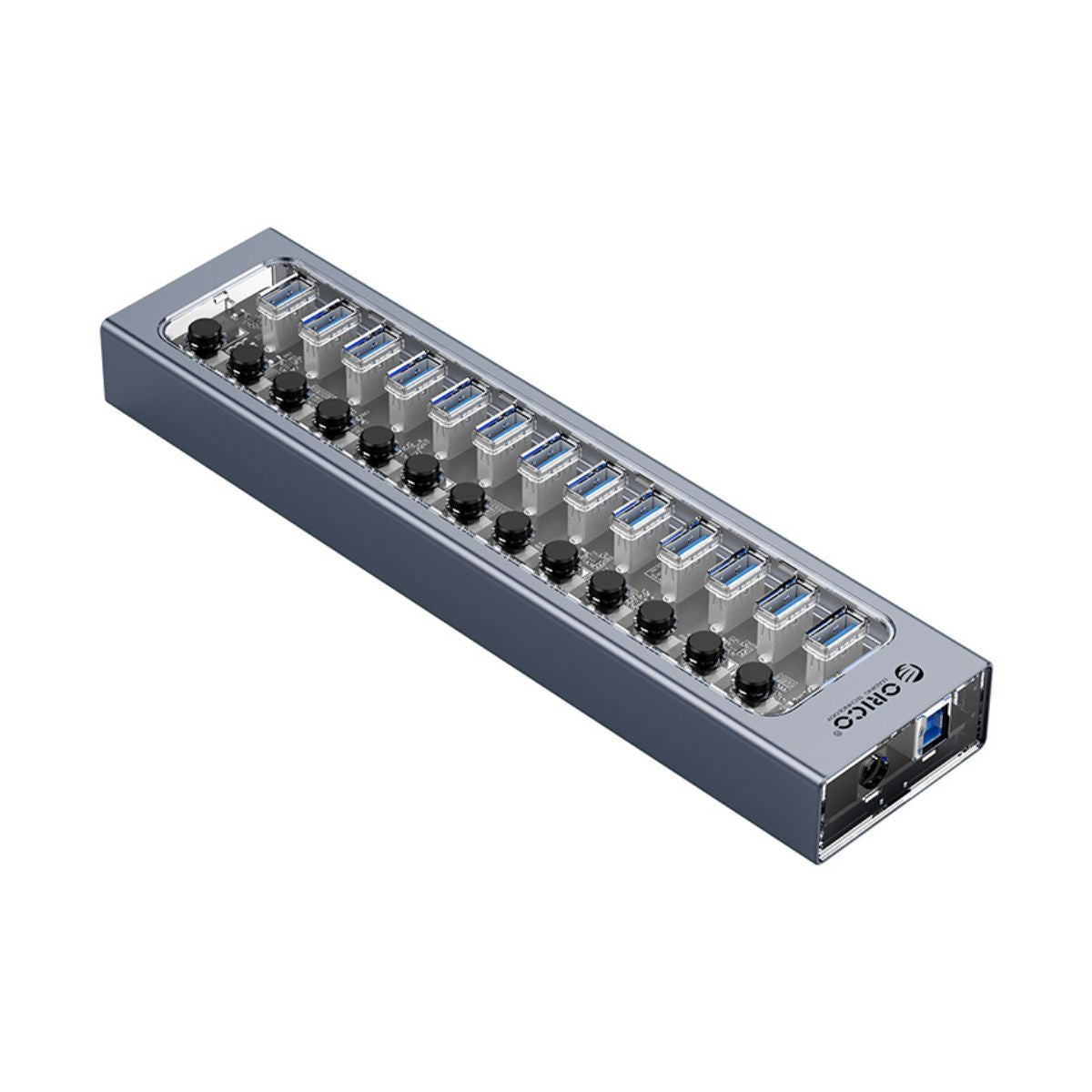 [CLEARANCE] ORICO 13-Port USB 3.0 HUB 5Gbps High Speed Data Transfer with Individual Switches & Power Supply for Windows MacOS Linux Desktop Computer PC Laptop MacBook iMac Keyboard Mouse Memory Card Reader Flash Disk Phone Tablet Charger | AT2U3-13AB