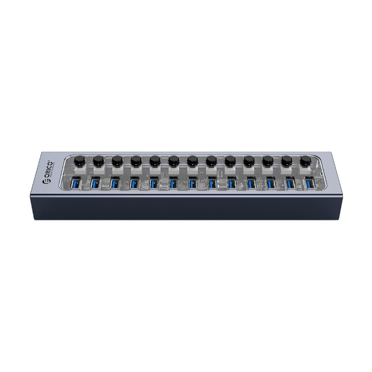 [CLEARANCE] ORICO 13-Port USB 3.0 HUB 5Gbps High Speed Data Transfer with Individual Switches & Power Supply for Windows MacOS Linux Desktop Computer PC Laptop MacBook iMac Keyboard Mouse Memory Card Reader Flash Disk Phone Tablet Charger | AT2U3-13AB