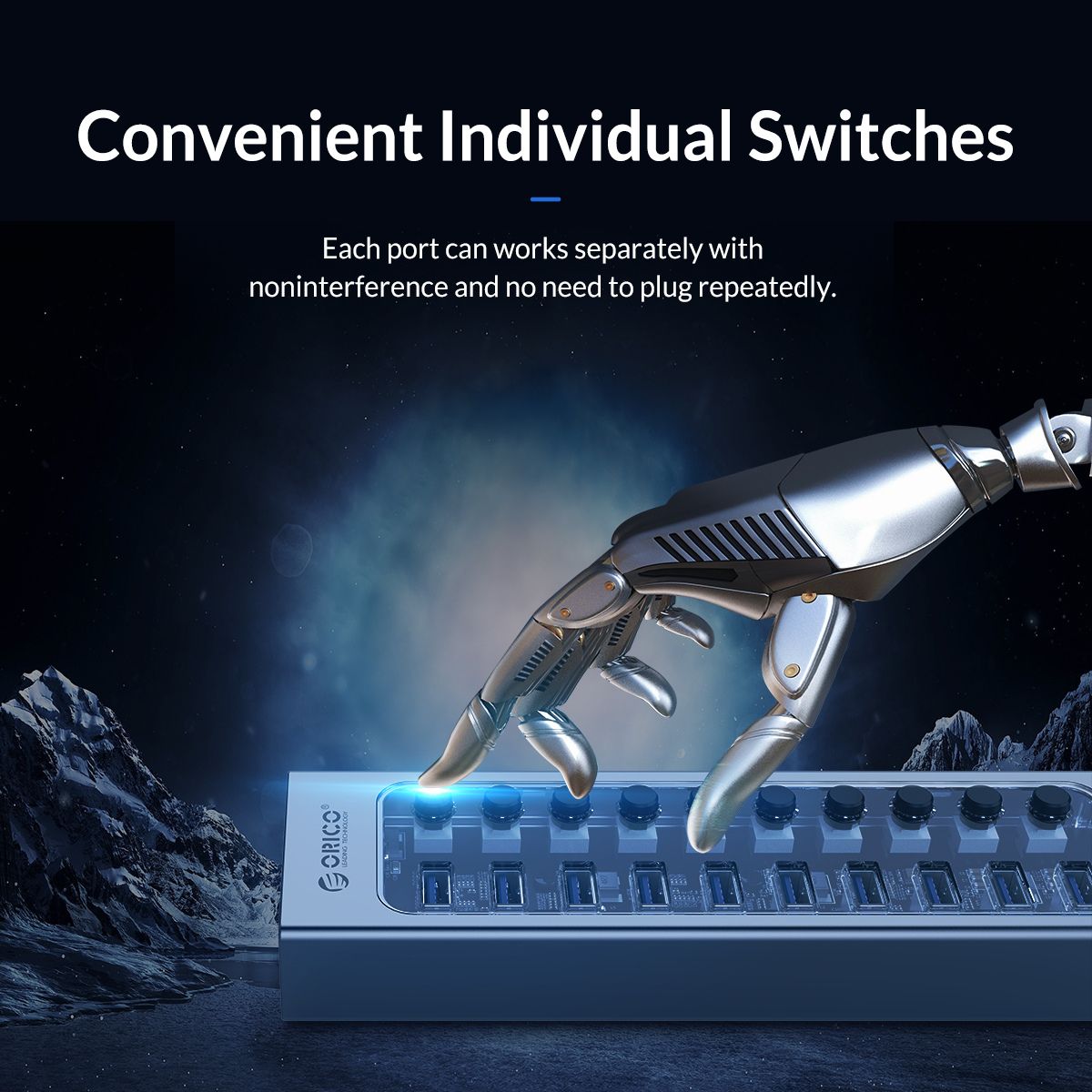 [CLEARANCE] ORICO 13-Port USB 3.0 HUB 5Gbps High Speed Data Transfer with Individual Switches & Power Supply for Windows MacOS Linux Desktop Computer PC Laptop MacBook iMac Keyboard Mouse Memory Card Reader Flash Disk Phone Tablet Charger | AT2U3-13AB