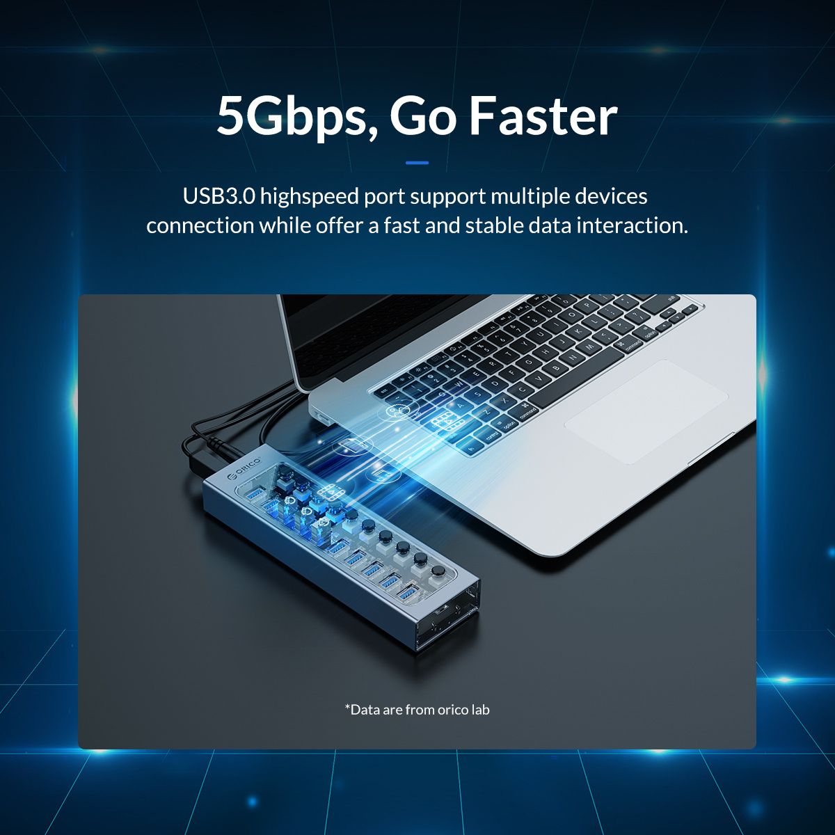[CLEARANCE] ORICO 13-Port USB 3.0 HUB 5Gbps High Speed Data Transfer with Individual Switches & Power Supply for Windows MacOS Linux Desktop Computer PC Laptop MacBook iMac Keyboard Mouse Memory Card Reader Flash Disk Phone Tablet Charger | AT2U3-13AB