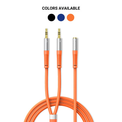 [CLEARANCE] ORICO 0.5 Meter 3.5mm TRS Female to Dual Male Jack Headset AUX Audio Splitter Adapter Extension Cable for Desktop Computer PC Laptop Mobile Phone Tablet Music Streaming & Recording - Orange | AX1-05-OR