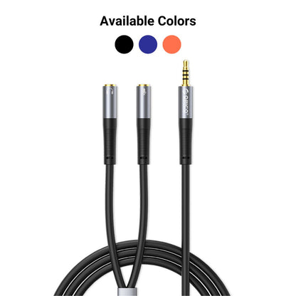 [CLEARANCE] ORICO 1 Meter 3.5mm TRRS Jack Male to Dual Female Headphone and Microphone AUX Audio Splitter Adapter Cable for Desktop Computer PC Laptop Mobile Phone Tablet Music Streaming & Recording - Orange | AX2-10-OR