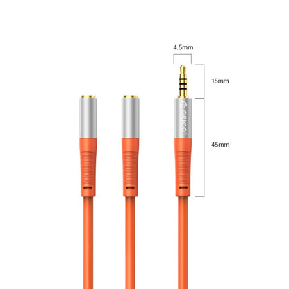 [CLEARANCE] ORICO 1 Meter 3.5mm TRRS Jack Male to Dual Female Headphone and Microphone AUX Audio Splitter Adapter Cable for Desktop Computer PC Laptop Mobile Phone Tablet Music Streaming & Recording - Orange | AX2-10-OR
