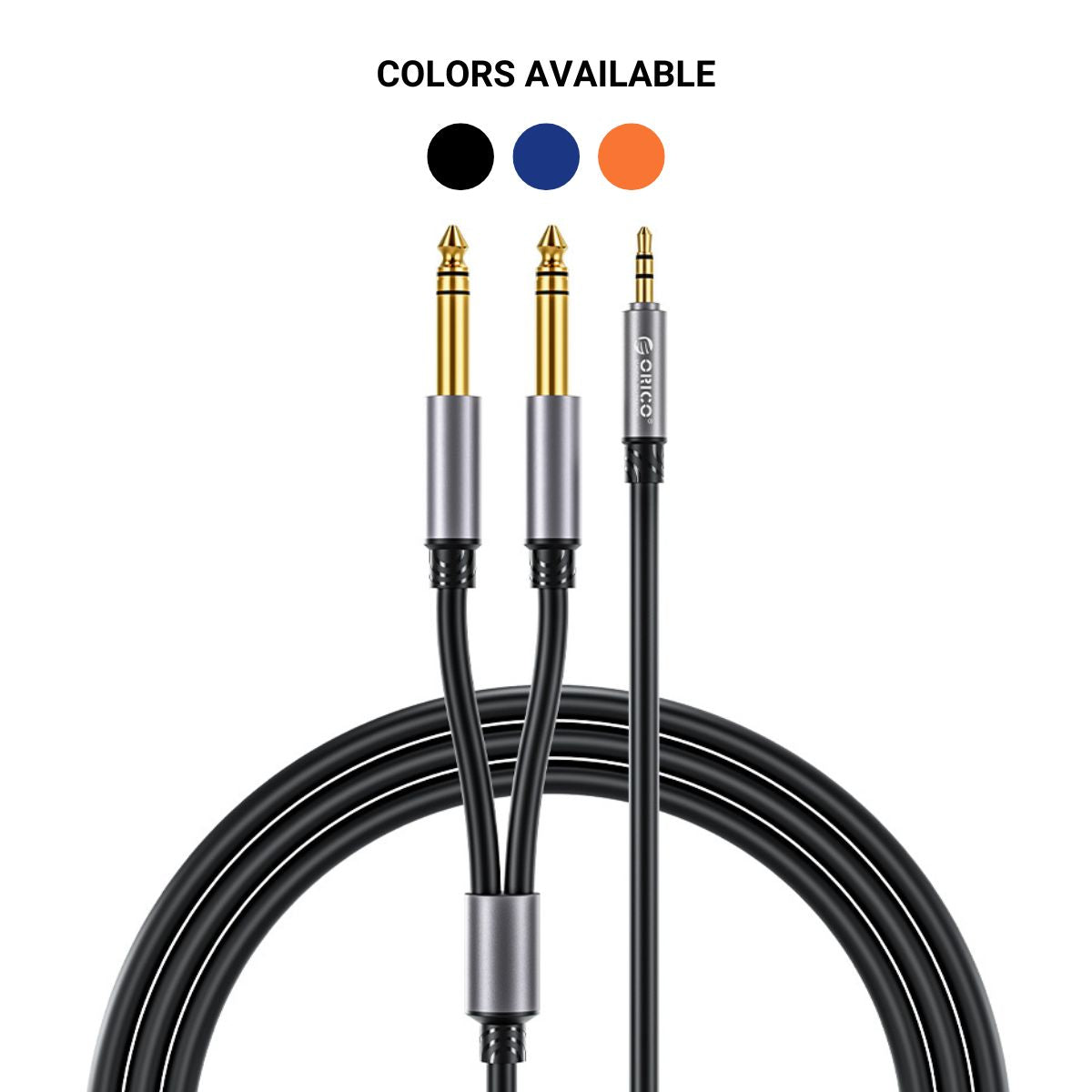 [CLEARANCE] ORICO 3 Meters TRS 3.5mm Male to Dual Male 6.5mm AUX Audio Adapter Cable 1/4 to 1/8 Jack for Mixer Amplifier Speaker DVD Player Computer PC Laptop Mobile Phone Tablet - Orange | AX2N-30-OR