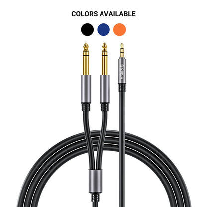 [CLEARANCE] ORICO 3 Meters TRS 3.5mm Male to Dual Male 6.5mm AUX Audio Adapter Cable 1/4 to 1/8 Jack for Mixer Amplifier Speaker DVD Player Computer PC Laptop Mobile Phone Tablet - Orange | AX2N-30-OR