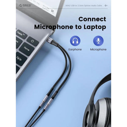 [CLEARANCE] ORICO USB A Male to Dual Female 3.5mm AUX Audio Adapter Cable 0.2 Meters for Headphone Earphone Headset Computer PC Laptop | AXA2