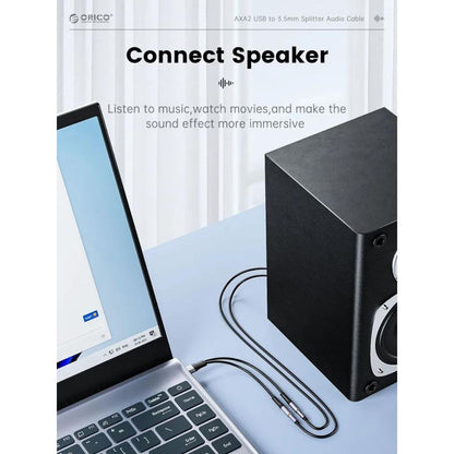 [CLEARANCE] ORICO USB A Male to Dual Female 3.5mm AUX Audio Adapter Cable 0.2 Meters for Headphone Earphone Headset Computer PC Laptop | AXA2