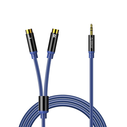 ORICO 5m 3m 2m 1.5m 1m (AXRF) 3.5mm Male to Dual RCA Female Gold Plated Audio Adapter Cable with Silicone Outer Cover for Smartphones, Speakers and Other Audio Devices | Black, Orange, Blue