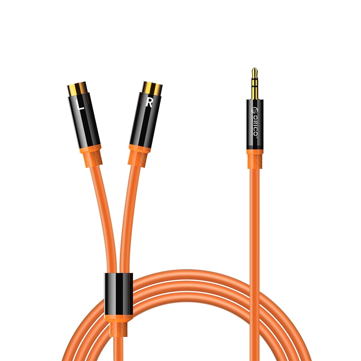 ORICO 5m 3m 2m 1.5m 1m (AXRF) 3.5mm Male to Dual RCA Female Gold Plated Audio Adapter Cable with Silicone Outer Cover for Smartphones, Speakers and Other Audio Devices | Black, Orange, Blue