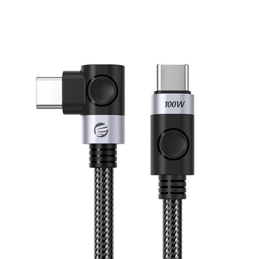[CLEARANCE] ORICO 2 Meters USB Type-C Straight to Angled Male to Male PD 100W 480Mbps Fast Charging Nylon Braided Data Cable for Smartphone PC Desktop Computer Laptop - Black | C2CW