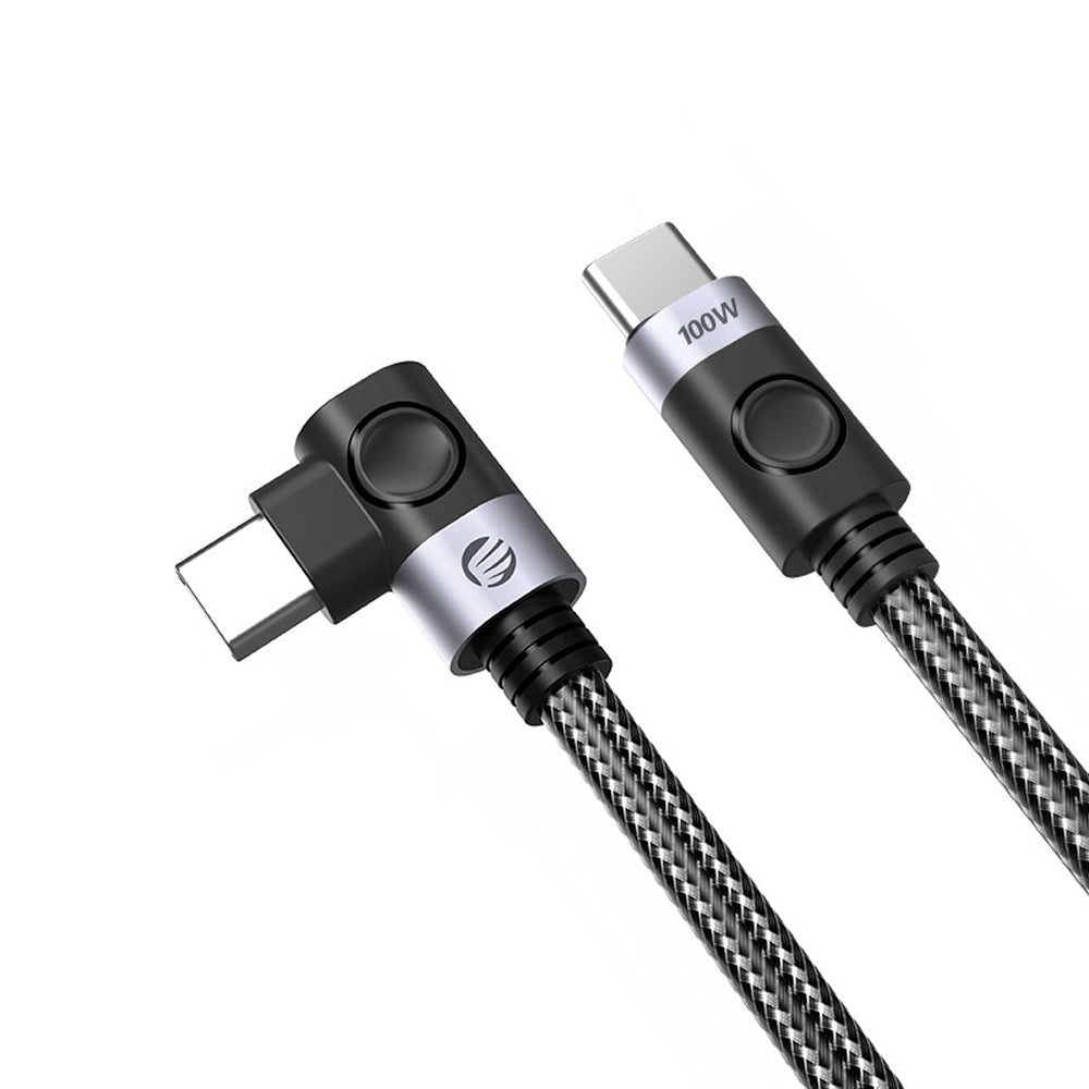 ORICO 2M USB Type-C Straight to Angled Male to Male PD 100W 480Mbps Fast Charging Nylon Braided Data Cable for Smartphone PC Desktop Computer Laptop | Black | C2CW
