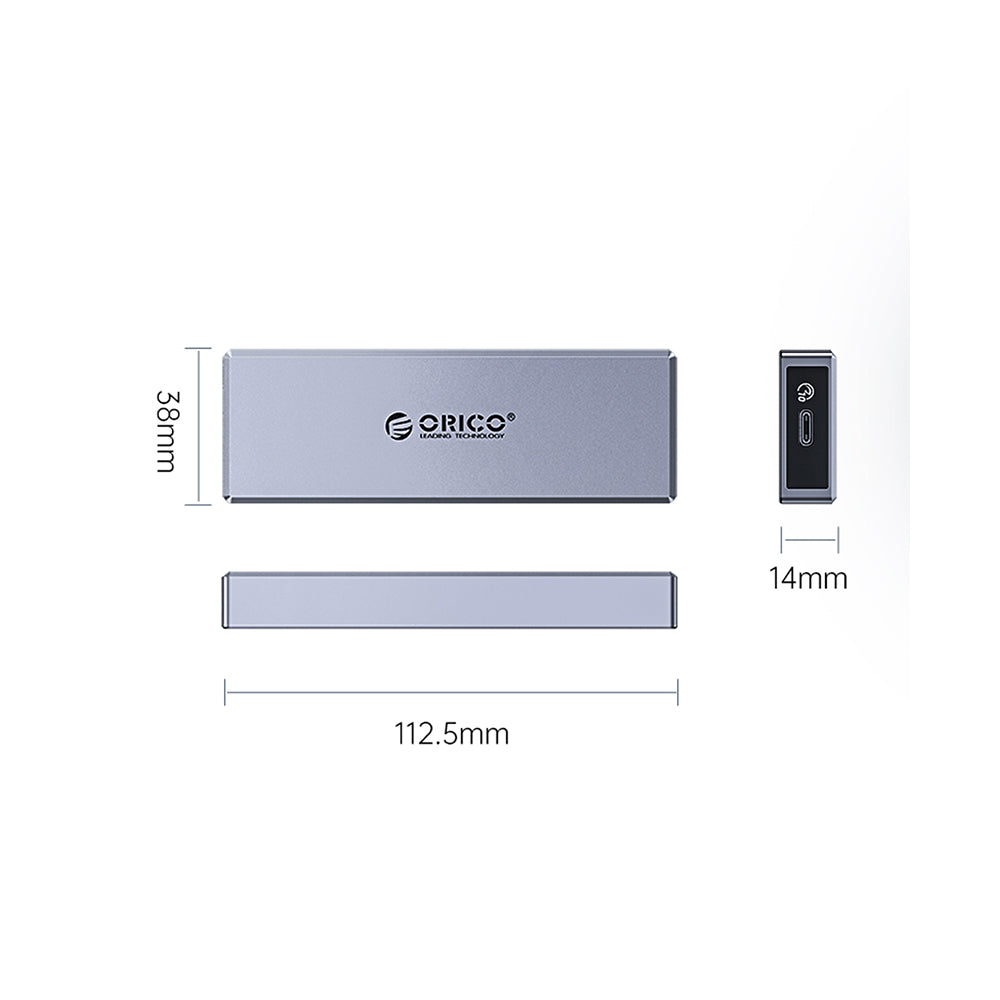 [CLEARANCE] ORICO M.2 NVME SSD Solid State Drive Enclosure with M / B&M Key Input, USB Type-C Output, 10Gbps Transfer Rate, Max 4TB Support Capacity and UASP TRIM Protocols | CM2C3-G2 - Gray