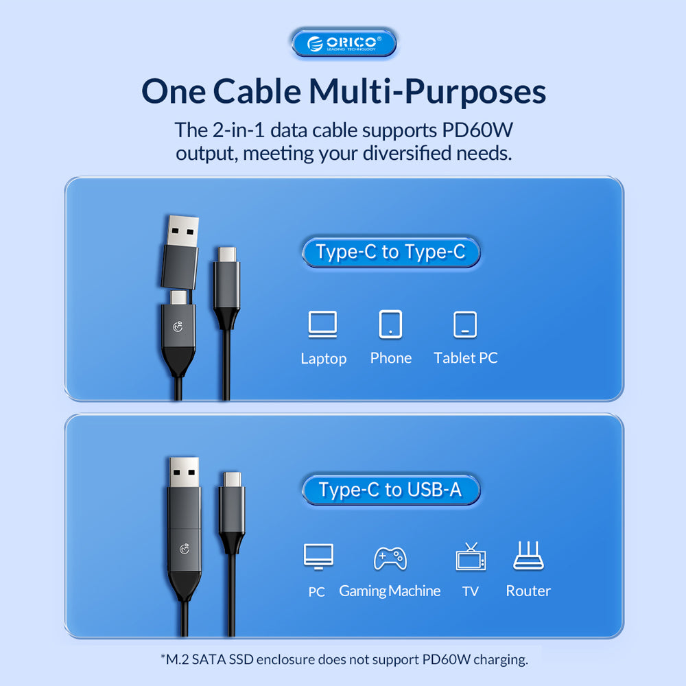 ORICO M.2 NVME SSD Solid State Drive Enclosure with M / B&M Key Input, USB Type-C Output, 10Gbps Transfer Rate, Max 4TB Support Capacity and UASP TRIM Protocols | CM2C3-G2 | Gray