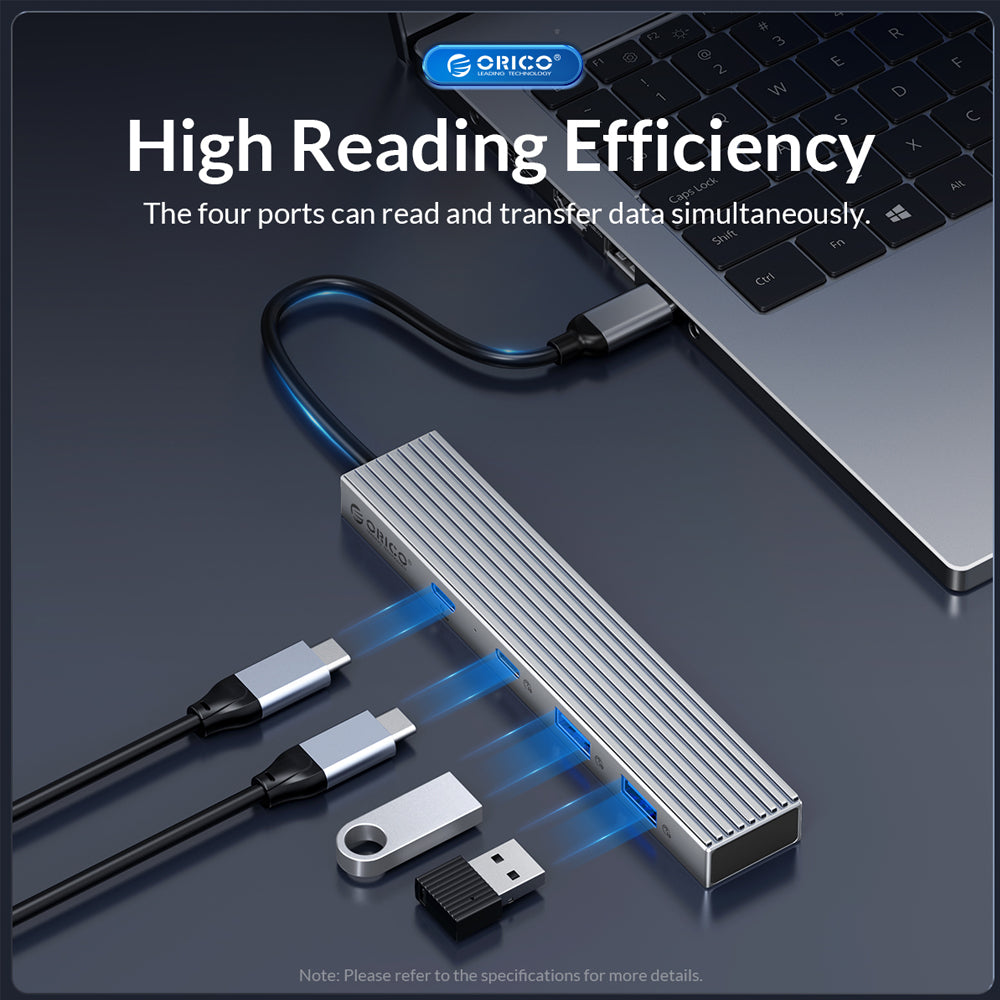 ORICO 4 Port USB Type-C 3.2 Gen2 Hub with PD 100W, 4K 30Hz, SD / TF Card Slot and 10Gbps Transfer Rate for PC Desktop Computer Laptop | DHF-1U2CR