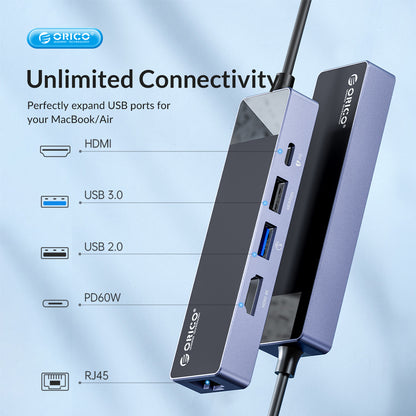 [CLEARANCE] ORICO USB 3.0 Type C Hub Adapter with 100W PD Fast Charging, HDMI, USB C & SD/TF Card Reader for PCs, MacBook, Computer Desktops & Laptops (Windows, macOS, Linux) | USB Hub Extension Docking Station | DM-9P-BK-BP
