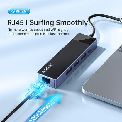 [CLEARANCE] ORICO USB 3.0 Type C Hub Adapter with 100W PD Fast Charging, HDMI, USB C & SD/TF Card Reader for PCs, MacBook, Computer Desktops & Laptops (Windows, macOS, Linux) | USB Hub Extension Docking Station | DM-9P-BK-BP