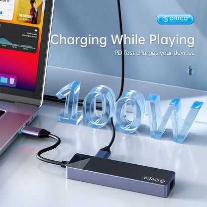 [CLEARANCE] ORICO USB 3.0 Type C Hub Adapter with 100W PD Fast Charging, HDMI, USB C & SD/TF Card Reader for PCs, MacBook, Computer Desktops & Laptops (Windows, macOS, Linux) | USB Hub Extension Docking Station | DM-9P-BK-BP