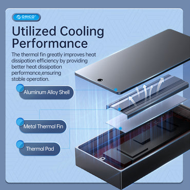 [CLEARANCE] ORICO FV09C3-G2 NVMe/NGFF SATA to USB 3.2 Gen2 Dual Protocol M.2 SSD Enclosure with 2-in-1 USB-C to C/A Data Cable, 40Gbps High-Speed Data Transmission Rate, Thermal Fin, PD 100W, 4TB Supported Capacity for Windows, macOS, Linux, Android