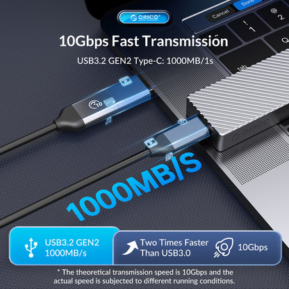 [CLEARANCE] ORICO FV15C3-G2 NVMe/SATA to USB 3.2 Gen2 Dual Protocol M.2 SSD Enclosure with Built-in Aluminum Alloy Heatsink, 2-in-1 USB-C to C/A Data Cable, 10Gbps Fast Data Transmission Rate, 4TB Supported Capacity for Windows, macOS, Linux