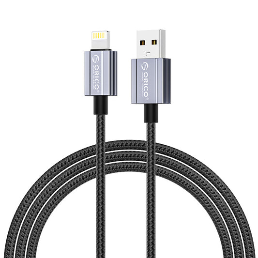 ORICO GQA12 (1m / 1.5m / 2m) USB-A to Lightning Fast Charging Data Cable 5V/2.4A 12W, 480Mbps Transmission Rate, Nylon-Braided Aluminum Alloy for iPhone, iPad, Air Pods