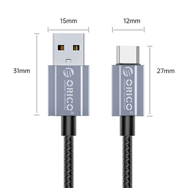 [CLEARANCE] ORICO GQA12 (2m) USB-A to Lightning Fast Charging Data Cable 5V/2.4A 12W, 480Mbps Transmission Rate, Nylon-Braided Aluminum Alloy for iPhone, iPad, Air Pods
