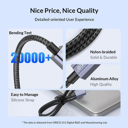 [CLEARANCE] ORICO GQA12 (2m) USB-A to Lightning Fast Charging Data Cable 5V/2.4A 12W, 480Mbps Transmission Rate, Nylon-Braided Aluminum Alloy for iPhone, iPad, Air Pods