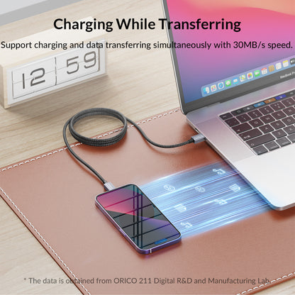 [CLEARANCE] ORICO GQA12 (2m) USB-A to Lightning Fast Charging Data Cable 5V/2.4A 12W, 480Mbps Transmission Rate, Nylon-Braided Aluminum Alloy for iPhone, iPad, Air Pods