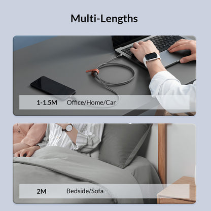 [CLEARANCE] ORICO GQA12 (2m) USB-A to Lightning Fast Charging Data Cable 5V/2.4A 12W, 480Mbps Transmission Rate, Nylon-Braided Aluminum Alloy for iPhone, iPad, Air Pods