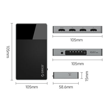 [CLEARANCE] ORICO (5-in-1) 4K 60Hz Ultra HD HDMI Matrix Video Compatible Switch Splitter w/ Micro USB Power Supply Output Port, IR Remote Control for PC, TV, Monitor, Projector, Gaming Console, DVD Player, PS4, Xbox | HD-5H