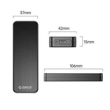 [CLEARANCE] ORICO HM2-G2 NVMe to USB 3.2 Gen2 M.2 SSD Enclosure Tool-Free with Thermal Fin, Type C to USB-A Data Cable, 10Gbps Fast Transmission Rate, 4TB Max Supported Capacity for Windows 8/10, macOS, Linux