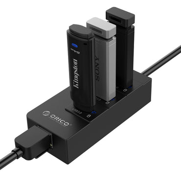 ORICO 3-Port USB 3.0 HUB 5GBPS with Gigabit Ethernet Network Port Adapter for Desktop Computers & Laptops (Windows, MacOS & Linux Support)