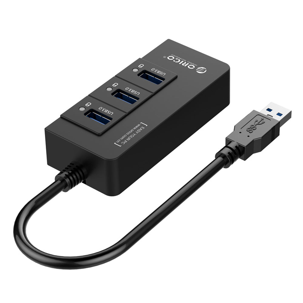 ORICO 3-Port USB 3.0 HUB 5GBPS with Gigabit Ethernet Network Port Adapter for Desktop Computers & Laptops (Windows, MacOS & Linux Support)