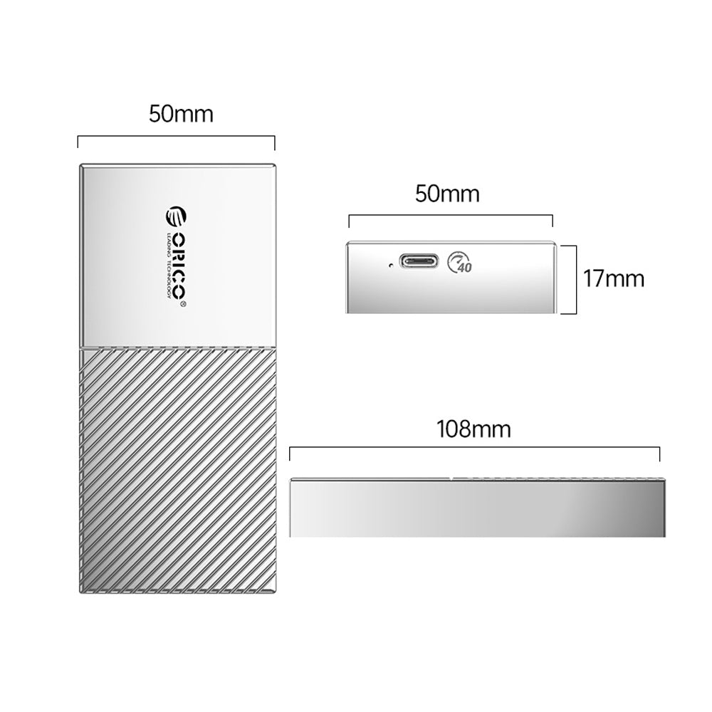 [CLEARANCE] ORICO M.2 NVME SSD Solid State Drive Enclosure with USB 4.0 Type-C Interface, 40Gbps Transfer Rate, 4TB Max Capacity and UASP TRIM and SMART Functions for Smartphone PC Desktop Laptop | M208C3-U4