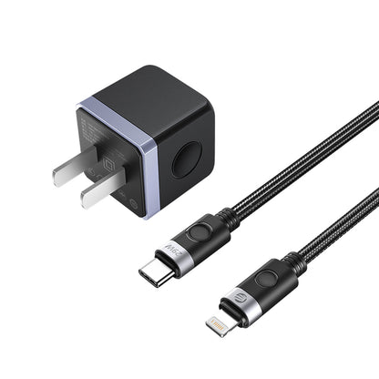 [CLEARANCE] ORICO PD 20W Type C to Lightning Fast Charger Kit with Mini Quick Charge Wall Power Adapter, (1m) USB-C to Lightning Fast Charging Cable, Nylon-Coated, 480Mbps Data Cable Transfer Rate for Apple Devices, Smartphones, Tablet, macOS