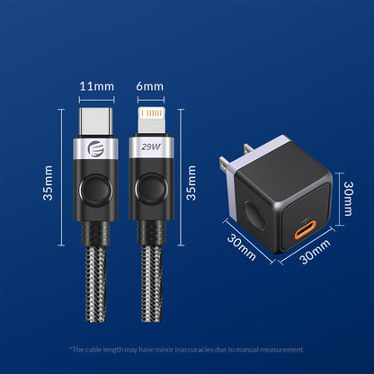 [CLEARANCE] ORICO PD 20W Type C to Lightning Fast Charger Kit with Mini Quick Charge Wall Power Adapter, (1m) USB-C to Lightning Fast Charging Cable, Nylon-Coated, 480Mbps Data Cable Transfer Rate for Apple Devices, Smartphones, Tablet, macOS