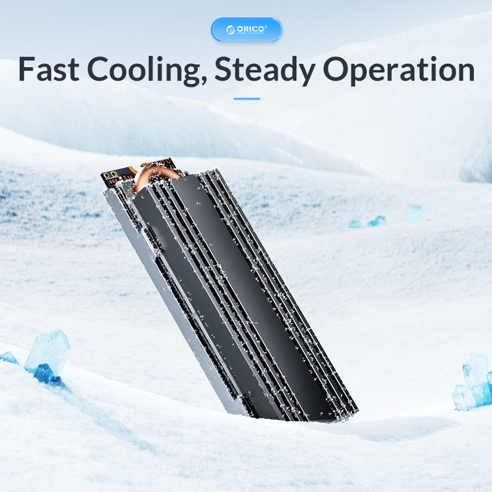 ORICO M2HS1 M.2 SSD Copper Aluminum Heatsink  with Fast Cooling Thermal Fin for Single and Double-Sided 2280 M.2 NVMe NGFF SATA SSD Solid State Drive, PC, Desktop Computer, CPU, Motherboard, Gaming Console