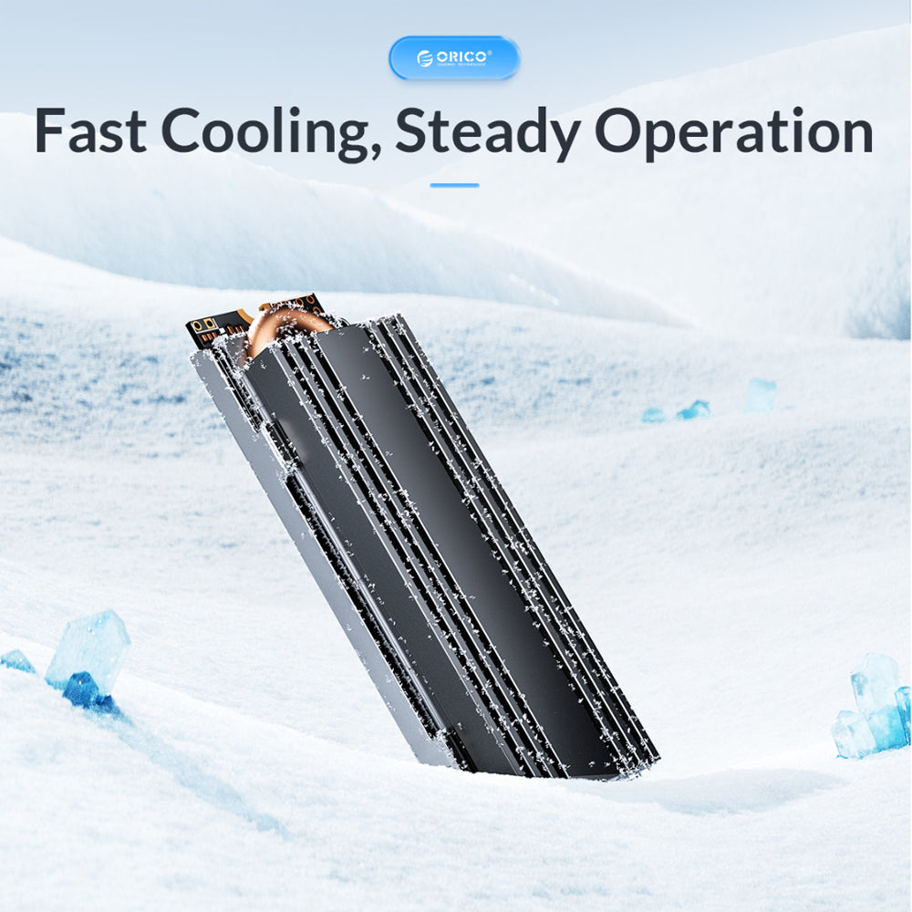 ORICO M2HS2 M.2 SSD Copper Aluminum Heatsink  with Fast Cooling Thermal Fin for Single and Double-Sided 2280 M.2 NVMe NGFF SATA SSD Solid State Drive, PC, Desktop Computer, CPU, Motherboard, Gaming Console