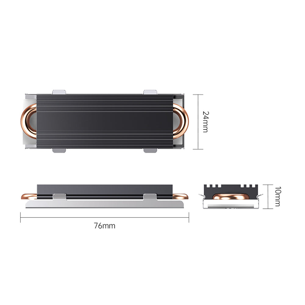 ORICO M2HS3 M.2 SSD Copper Aluminum Heatsink with Fast Cooling Thermal Fin and Copper Pipe for Single and Double-Sided 2280 M.2 NVMe NGFF SATA SSD Solid State Drive, PC, Desktop Computer, CPU, Motherboard, Gaming Console