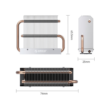 [CLEARANCE] ORICO M2HS7 M.2 SSD Copper Aluminum Heatsink with Fast Cooling Thermal Fin and Copper Pipe for Single and Double-Sided 2280 M.2 NVMe NGFF SATA SSD Solid State Drive, PC, Desktop Computer, CPU, Motherboard, Gaming Console